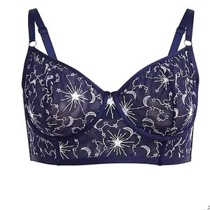 Torrid Celestial Blue Bralette underwire 3x Witchy Lingerie Moon Bra
